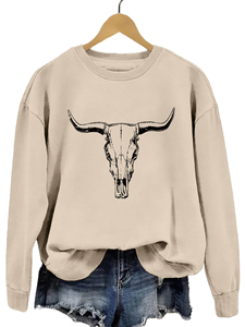 เสื้อสเวตเตอร์คอกลมแขนยาวพิมพ์ลายหัวกระทิงสุดเท่ ลดราคาพิเศษ - Product Image 3