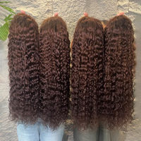 Chocolat Brun # Perruques Lace Frontal 4 Deep Water Wave en Cheveux Humains Pré-épilées 13X6 avec Dentelle HD Transparente, Perruque en Cheveux Vierges Bruts