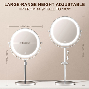 <span class=keywords><strong>Miroir</strong></span> cosmétique éclairé rechargeable à hauteur réglable double face 1x/10x grossissement 3 couleurs de luminosité réglables rotation à 360 degrés - Product Image 5