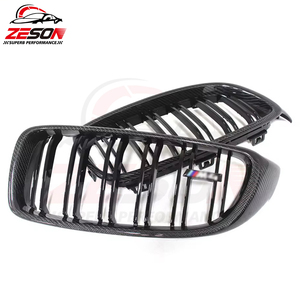 Grille de <span class=keywords><strong>calandre</strong></span> avant en fibre de carbone véritable pour BMW Série 4 F32 F33 F36 F80 M3 F82 M4 2013-2018, double lamelles, remplacement de la <span class=keywords><strong>calandre</strong></span> de pare-chocs - Product Image 4