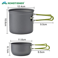 Ensemble de cuisine de camping portable en aluminium pour 1 à 2 personnes, avec cuillère, couteau et fourchette