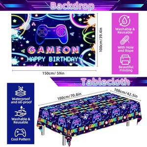 Décorations d'arche de ballons pour anniversaire sur le thème des jeux vidéo, bannière joyeux anniversaire, toile de fond, nappe de jeu, décoration de cupcakes, fournitures de fête - Product Image 4