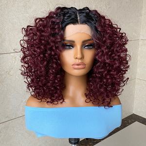 ขายส่งธรรมชาติสีบลอนด์<span class=keywords><strong>สั้น</strong></span>Afro Kinkyวิกผมหยิกด้านหน้าสีดําผู้หญิงGluelessสังเคราะห์HDโปร่งใสสวิสด้านหน้าถักเปียวิกผม - Product Image 5