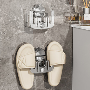 Bathroom Slipper Rack Suction Mounted No Drill Wall Shelf <b>Portable</b> Durable Rectangular <b>Shower</b> Room Storage - Product Image 1
