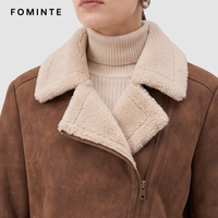 Veste en Faux Daim Marron Personnalisée Nouveau Design Manches Longues Fermeture Éclair Décontractée Légère et Douce Vente en Gros