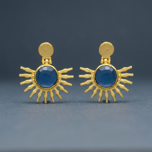 Nouvel Arrivage Boucles d'oreilles clous en laiton plaqué or faites à la main avec pierres précieuses, style ethnique, cadeau de fête - Product Image 3