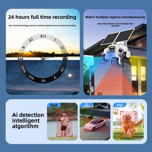 Caméra 4G solaire, étanche IP66, zoom 18x, sans internet requis, se connecte au téléphone, sans fil, pour la maison, l'extérieur, HD, carte mémoire - Product Image 2