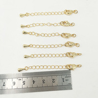 Vente en gros de fermoir homard en laiton plaqué or 18 carats avec chaîne d'extension en métal extrémités de cordon fermoir de collier résultats de bijoux et composants