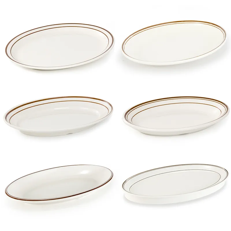 Элегантные легкоочищенные меламиновые овальные обеденные тарелки, индивидуальные печатные оптовые Зарядные тарелки для мероприятий, вечеринок, свадеб