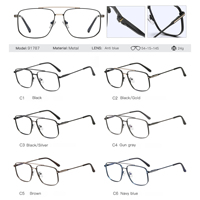 Monture de lunettes optiques Partagas carrée en métal à double pont avec charnière à ressort, anti-lumière bleue, pour hommes