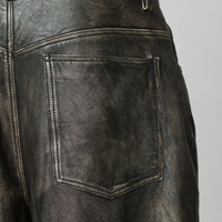 Pantalon Baggy Homme en Cuir Véritable, Color Block et Patchwork, Vente en Gros, Fabrication Personnalisée