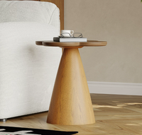 Table basse en bois de frêne blanc américain à pétales irréguliers, pieds cylindriques modernes, table d'appoint pour salon ou bureau
