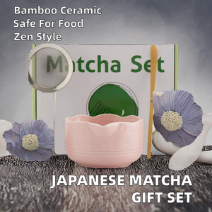 Accessoires Matcha en céramique japonaise personnalisés coffret cadeau rose avec bol Chawan Chasen <span class=keywords><strong>fouet</strong></span> en bambou cuillère à thé pour café et thé - Product Image 5