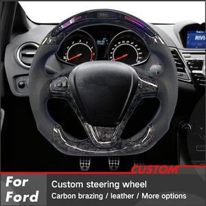 Volant intérieur de voiture en cuir forgé en fibre de carbone pour Ford <span class=keywords><strong>Fiesta</strong></span> ST CCH DX Sedan 2009-2017 avec affichage intelligent à LED - Product Image 2