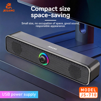 Speaker Soundbar JS-710 RGB Berkabel, Daya USB, Stereo 4D untuk Komputer Desktop, Gaming & Kantor