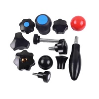 Sekrup Kenop Baja Anti Karat Sanshi Best Sell M5 M6 M8 Plastik Berlapis Enam Lobe Motif Bunga, Kenop Penjepit Kepala Hitam Model T M6
