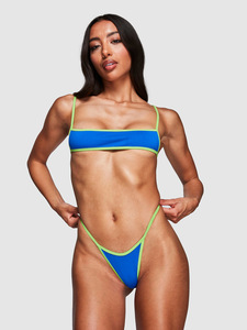 Xuanlang 2024 <span class=keywords><strong>Bikini</strong></span> sólido Bloqueo de color <span class=keywords><strong>sin</strong></span> almohadillas para el pecho Traje de baño Spot Venta al por mayor Mujeres Tanga Traje de baño - Product Image 3
