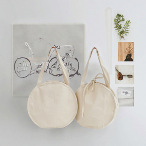 Aanpasbare ronde canvas tas, trendy tote <span class=keywords><strong>bag</strong></span> van zacht katoenen stof, aangepast logo voor boetiekgiften, promoties & dagelijkse stijl - Product Image 5