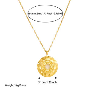 European American Style Retro Round Gold Plated Stainless Steel Pendant Box Chain Clavicle Necklace - Product Image 4