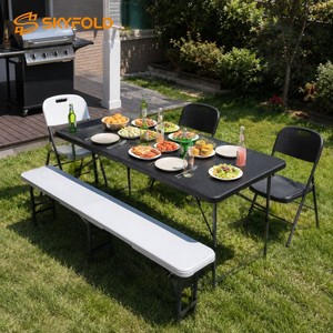 Ensemble table et chaises pliantes d'extérieur en PEHD blanc, vendu directement d'usine – Option économique pour événements design - Product Image 5