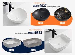 Lavabo <strong>Ceramic</strong> Above Counter <strong>Sink</strong> Oval One Piece White Black Marble Luxury Wash Basins 1 Hole Bathroom <strong>Sinks</strong> for Wholesale - Product Image 5