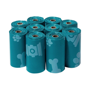 Sacs de caca de chien en plastique épais turquoise pour extérieur, anti-fuite, résistant à la déchirure, chiot marchant, élimination des déchets d'animaux de compagnie, jardinage biodégradable - Product Image 1