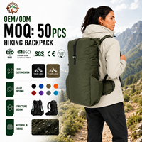 Sac à dos de camping personnalisable flexible 45L avec dos rembourré, sac à dos de randonnée fonctionnel