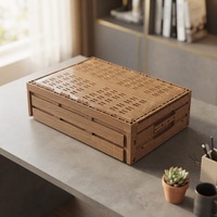 Caisse de rangement pliable en plastique à texture bois, ventilée et empilable, pour produits frais de supermarché