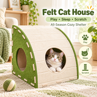 Maison pour chat en feutre incurvée, abri fermé pour animaux de compagnie, lit pour chat doux et durable, montage facile, couleur personnalisée, vente en gros OEM