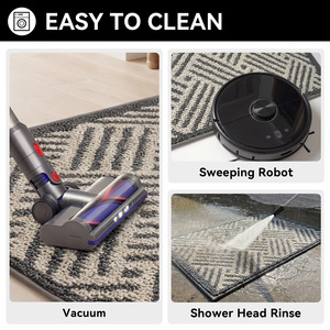 Tapete de Entrada Rectangular con Patrón Geométrico, Antideslizante, de Fibra de Poliéster, Fácil de Limpiar - Product Image 2