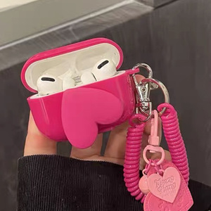 เคสใส่หูฟังแบบครอบเต็มรูปแบบมีจี้รูปหัวใจสีแดงกุหลาบสำหรับ1/2เคสอ่อนสำหรับเด็กผู้หญิง - Product Image 4