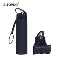 TOPKO Bouteille d'eau pliable en silicone portable de haute qualité pour les sports de voyage en plein air 600ml Bouteille d'eau de sport potable