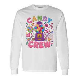 Camiseta de manga larga Candy Crew con diseño temático de dulces para eventos y fiestas divertidas - Product Image 1