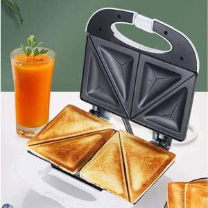 Machine à sandwichs et paninis 2 tranches en acier inoxydable 110V/220V, pour <span class=keywords><strong>fromage</strong></span> grillé, <span class=keywords><strong>thon</strong></span> fondu, omelettes, avec surface de cuisson antiadhésive - Product Image 2