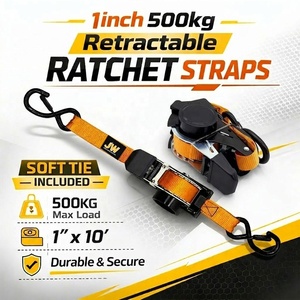 Correa de Amarre Retráctil de Poliéster de Alta Resistencia de 500 kg para Motocicleta, Cinta Catraca con Ganchos de Seguridad - Product Image 1