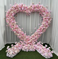 Arche de fleurs en forme de cœur pour mariage, avec toile blanche, pour décoration de mariage, arche en forme de cœur d'amour