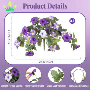Flores Artificiales de Petunia Resistentes a los Rayos UV, Plantas Artificiales de Gloría de la Mañana para Jardín, Patio, Balcón, Decoración Interior del Hogar - Product Image 3