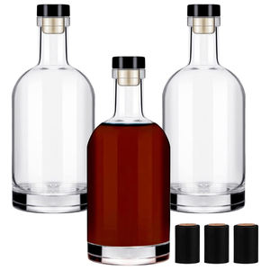 Botol Kaca Bulat Nordik dengan Segel Gabus Cetak Sablon Kapasitas 500ml untuk Vodka, Anggur, Minuman Keras, Tequila, Brandy, Minuman Energi - Product Image 1