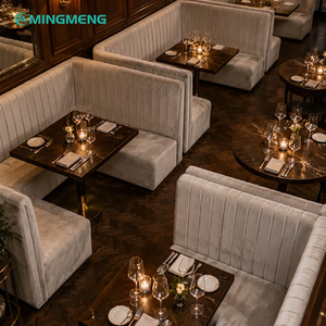 Modern L-Shaped Fabric Booth <b>Set</b> with Faux Marble Table for <b>Restaurant</b> Dining Commercial Furniture - Product Image 2