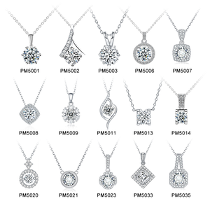 starsgem moissanite 925 silver necklace 3ct round moissanite halo stone fine jewelry Sparkling silver moissanite necklace - Product Image 4