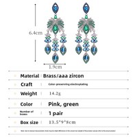 Pendientes de Borla para Mujer, Estilo Europeo Americano, Coloridos, con Diseño de Gota de Agua de Zirconia, Joyería de Lujo para Bodas