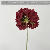 Fleurs d'hortensia artificielles HGA Bourgogne, toucher réel, pour arrangements floraux de mariage, vente en gros