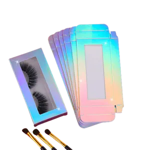 Hot Seller False eyelashes Packaging makeup box Custom laser Hologram Cosmetic Paper Boxes