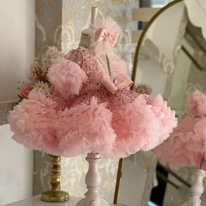 Abito con Paillettes e Piume per Bambine, Vestiti di Lusso per Bambini, Eleganti Abiti per Ragazze, Outfit alla Moda - Product Image 2