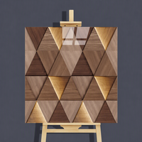 Panneau décoratif en bois géométrique en forme d'étoile 3D sculpté CNC, vente en gros pour la décoration murale intérieure de la maison et du bureau, design personnalisé