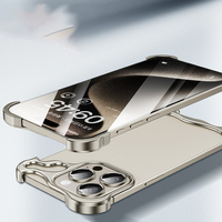 Étui Minimaliste en Alliage Électroplaqué Sans Bordures pour iPhone 16 16E 17 18 Pro Max, Coque de Téléphone Métallique Argentée Sans Cadre