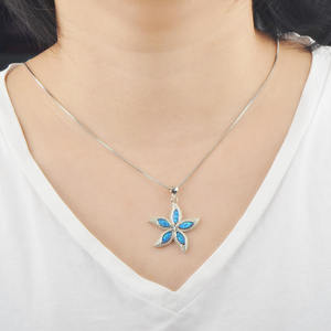 Collana con stella marina blu opale alla moda collana con stella oceanica per donna collezione oceano - Product Image 2