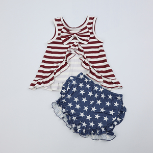 Conjuntos Cortos para <span class=keywords><strong>Niñas</strong></span> Súper Lindos, Libres de Aranceles, Marca Qingli OEM, Sin Pedido Mínimo, Ropa de Bebé Personalizada de Boutique, 4 de Julio - Product Image 3