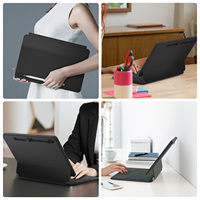 Casing Keyboard gaya ajaib, dudukan magnetik kantilever untuk Samsung Galaxy Tab S9 FE 5G 10.9 inci, S9/S8/S7 11 inci, lampu latar LED