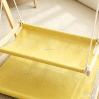 Hamac triangulaire double couche pour chat, lit de repos, tente suspendue universelle détachable en bois pour animaux de compagnie